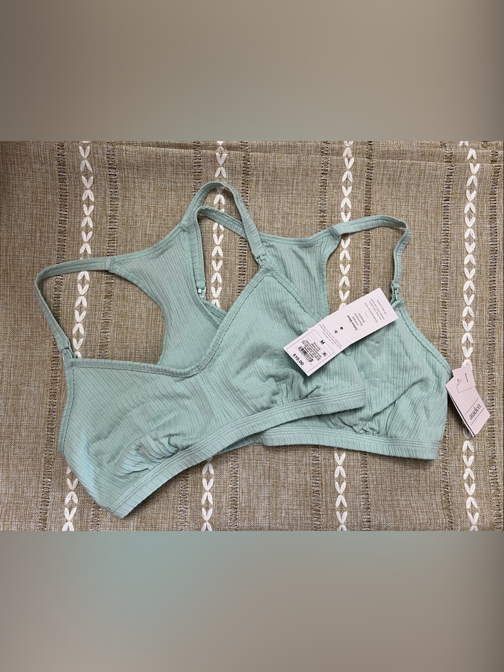 Lot of Two Auden Nursing Bralette size Medium, Green, unlined Racerback 2 - Picture 2 of 4